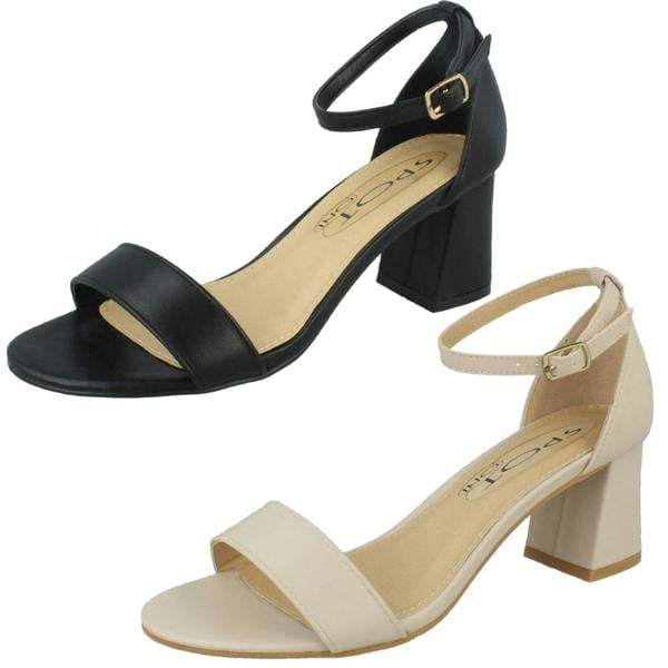 Spot On Ladies Spot On Mid Block Heel Sandals F12012
