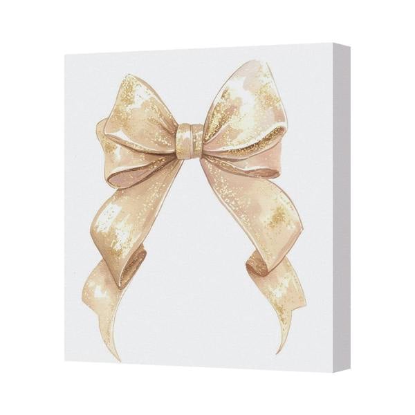 Benjamin Tate Design Gold Bow Canvas Wall Art Print Handmade In The United Kingdom