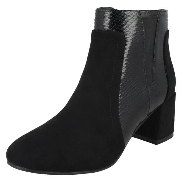 Spot On Ladies Spot On Chunky Heel Ankle Boots F51138