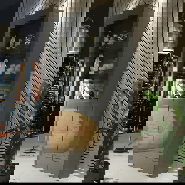 Mex Furniture Tall Display Cabinet 170cm Oak Matt Body and White Gloss Doors – Modern Open Shelving Unit (Copy) (Copy)