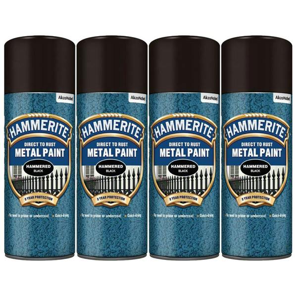 Hammerite 4X Hammerite Hammered Black Spray Paint 400ml