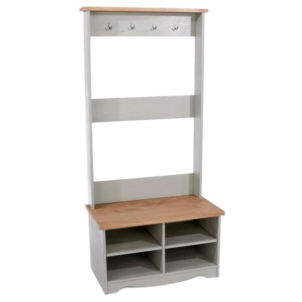 Core Products Corona Grey Hall Shoe Bench with Hat & Coat Rack