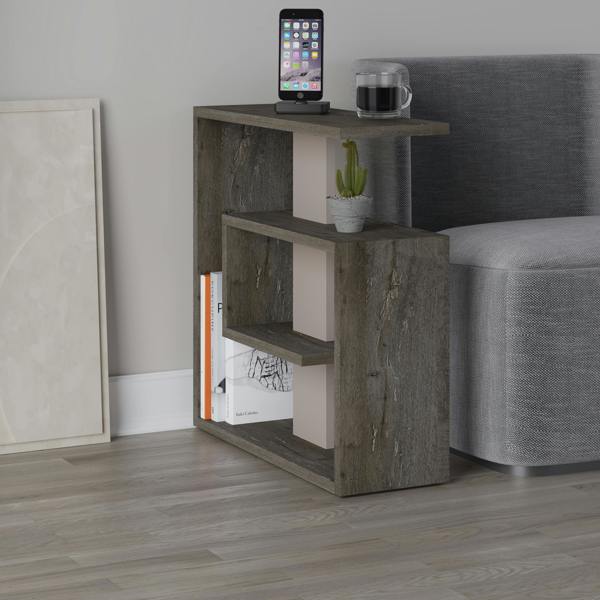 Decortie Saly Modern 3-Tier Compact Side Table with Storage Shelves 57cm