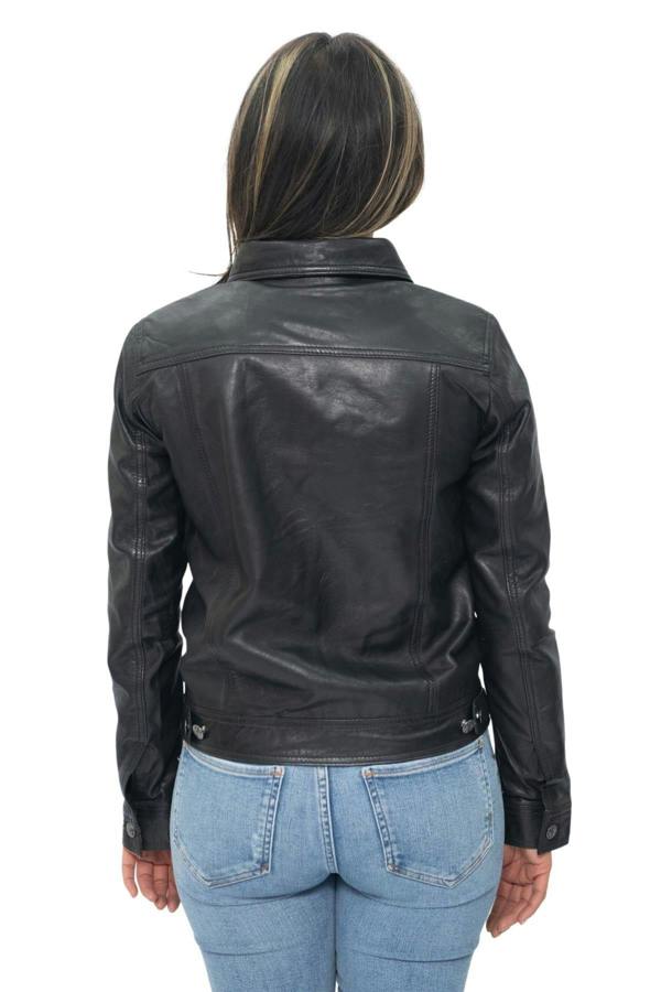 Infinity Leather Womens Leather Trucker Jeans Jacket-Anderlecht