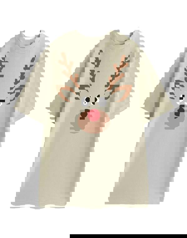 Show Me The Merch Unisex Beige Reindeer Short Sleeved T-Shirt