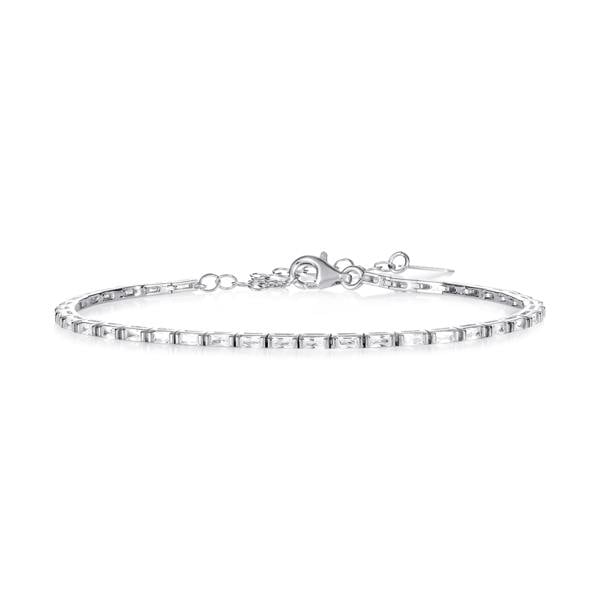 namana Sterling Silver Tennis Bracelet With Baguette-Cut Stones for Women