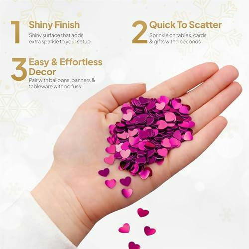 Hot Pink Heart Confetti Table Scatter for Birthday, Wedding and Valentine’s Decorating image 6