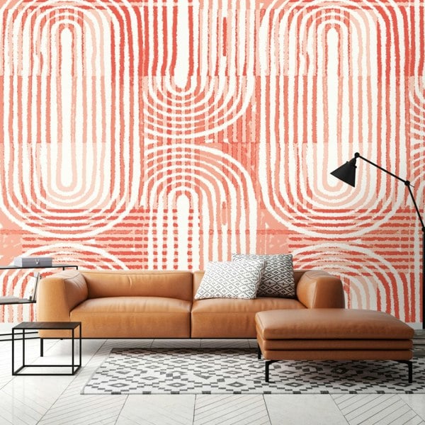 Origin Murals Curved Line Texture Wall Mural - Orange