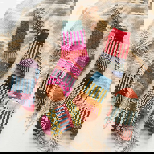 Anysox 5 Pairs Size 5-9 Fashion Socks Colorful Wind-Flowers Cotton Winter Thick Warm Wool Casual for Women Green