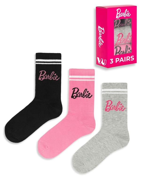 Barbie Womens Pink Character Calf Socks Set of 3 (4-7 UK)