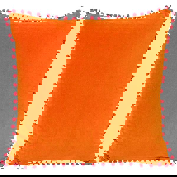 Riva Home Velvet Pompom Cushion Cover - Orange/Fuchsia