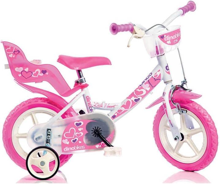 Dino Bikes Dino Little Heart 12" Kids Bike - White/Pink