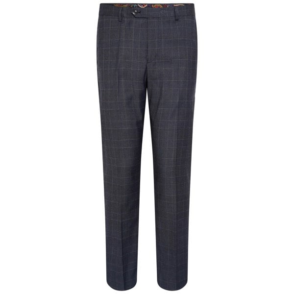 Harry Brown London Harry Brown Trousers in Navy/Burgundy Check