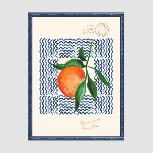 Joules Postcard from the French Riviera 50 X 70 Wood Frame | Blue