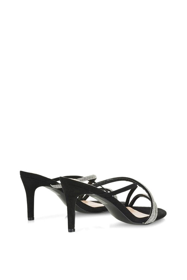 XY LONDON Diamante Cross Over Strappy Sandal Stiletto High Mule Heels
