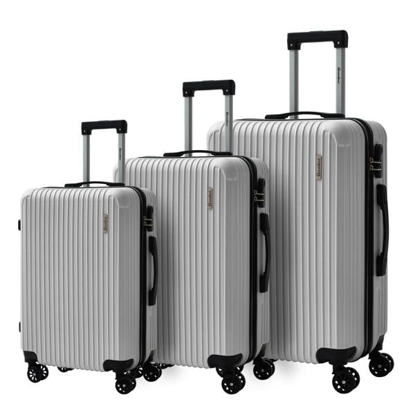 Groundlevel Cosmic Hard Shell 3 Piece Suitcase Luggage Set - Silver