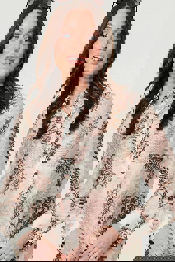 Beige | Paisley Long Sleeve Collared Shirt