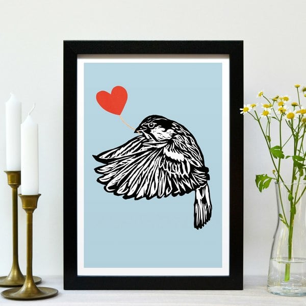 Hands & Hearts House Sparrow feathered friends print