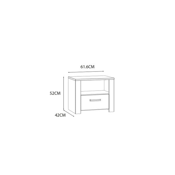 Wyld Haus Bramblecroft White and Natural Oak Wood 1 Drawer Bedside Table