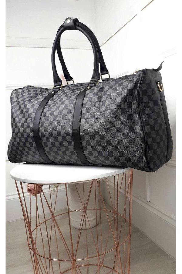 ikrush Indigo Checked Print Overnight Bag