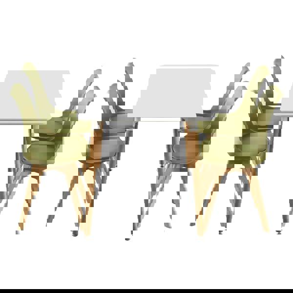 Life Interiors 5PCs Dining Set - a White Halo Dining Table & Set of 4 Lorenzo Tulip Chairs with Padded Seat