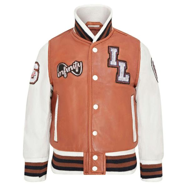 Infinity Leather Kids Letterman Leather Varsity College Bomber Jacket 3-13 yrs