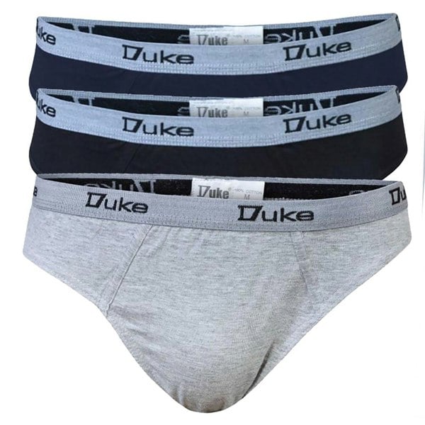 Duke Mens D555 London Kingsize Briefs (Pack of 3) - Black/Grey/Navy