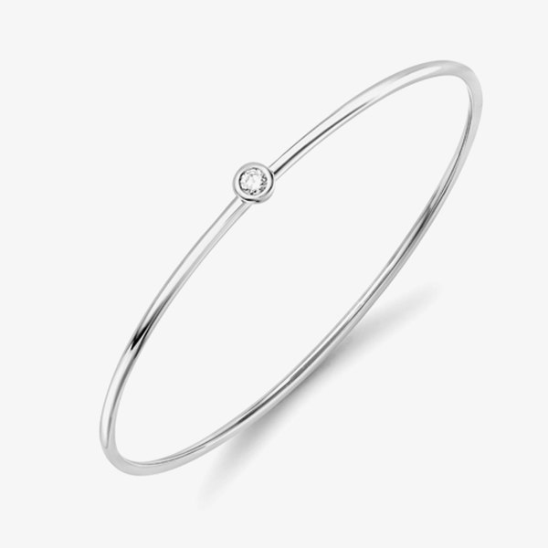 T. H. Baker 18ct White Gold Rubover Diamond Bangle BG075