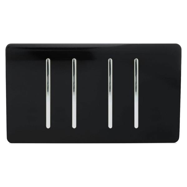 Trendi Switch 4 Gang Light Switch (3x 1 or 2 Way & 1 x Intermediate)in Piano Black
