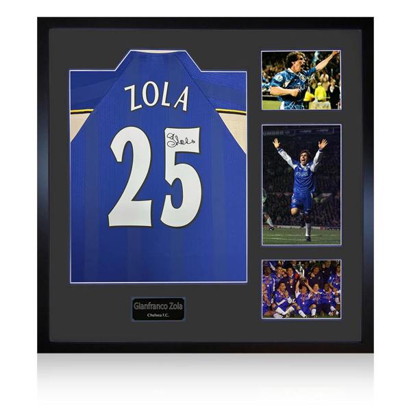 Gianfranco Zola Signed Chelsea Shirt Elite Frame