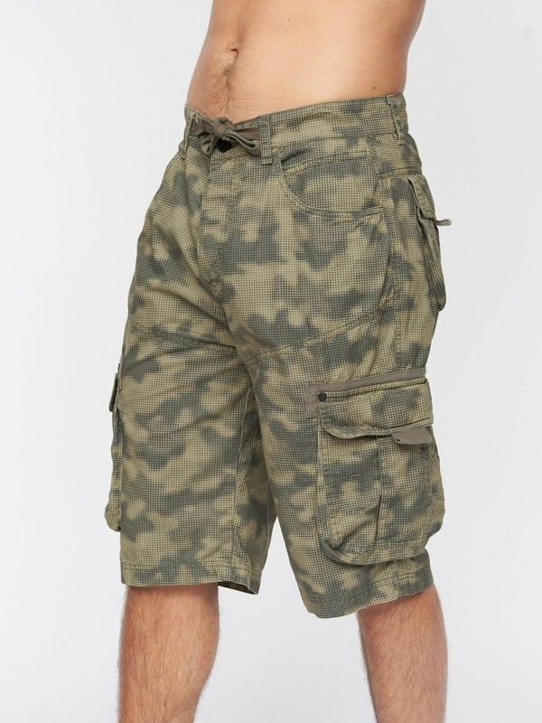 Crosshatch Hanwhere Combat Shorts Dark Green Camo