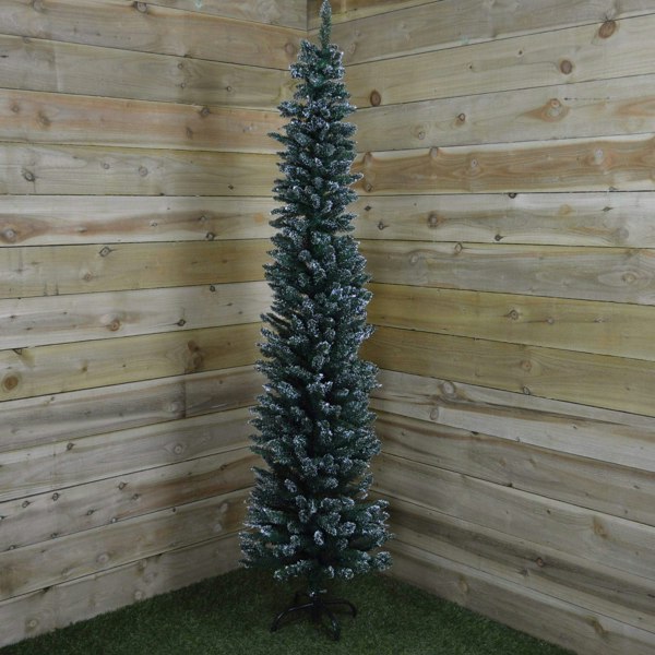 Samuel Alexander 6.5ft (2m) Pencil Style Slim Snow Tipped Artificial Christmas Tree in Green