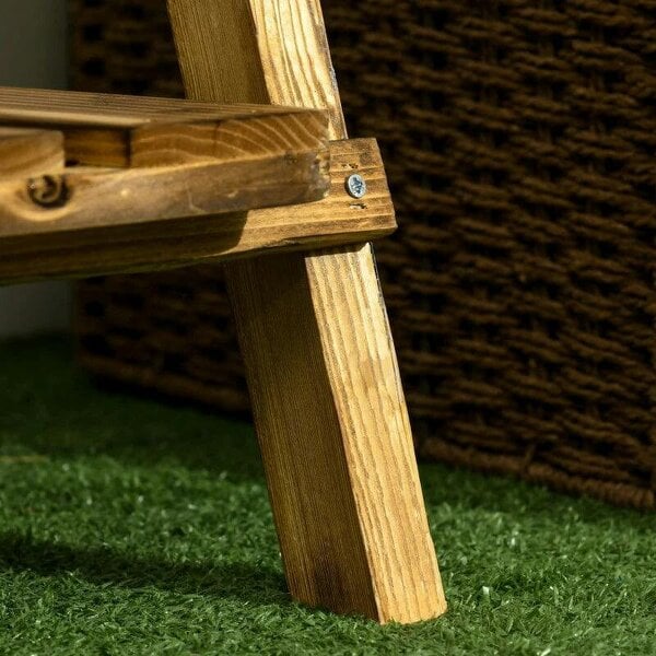 Bobobiy Wooden Folding Flower Pot Stand 3 Tier Garden Planter Display Ladder Gardener Storage Shelves Rack Herb Holder (60L x 37W x 93H cm)