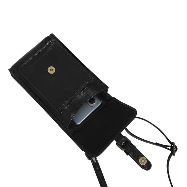 Real Hide Bags 'MYLA' Black Real Leather Mobile Phone Crossbody Bag