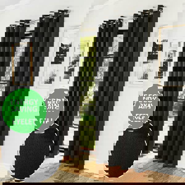 Enhanced Living Nightfall  Plain Supersoft Thermal Room Darkening Eyelet Curtain - Pair for Living Room & Bedrooms