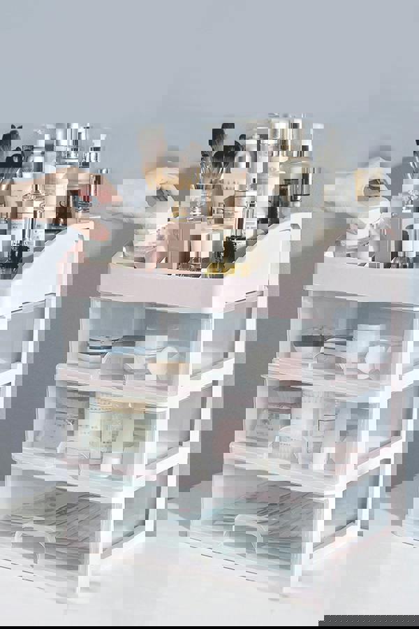 Living and Home Large Capacity Cosmetic Organiser with 3 Drawers for Dressing Table