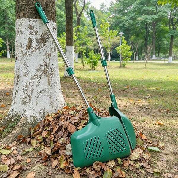 Gr8 Garden 2in1 Garden Leaf Grabber Rake Telescopic Long Handle Collector Leaf Scoops Green