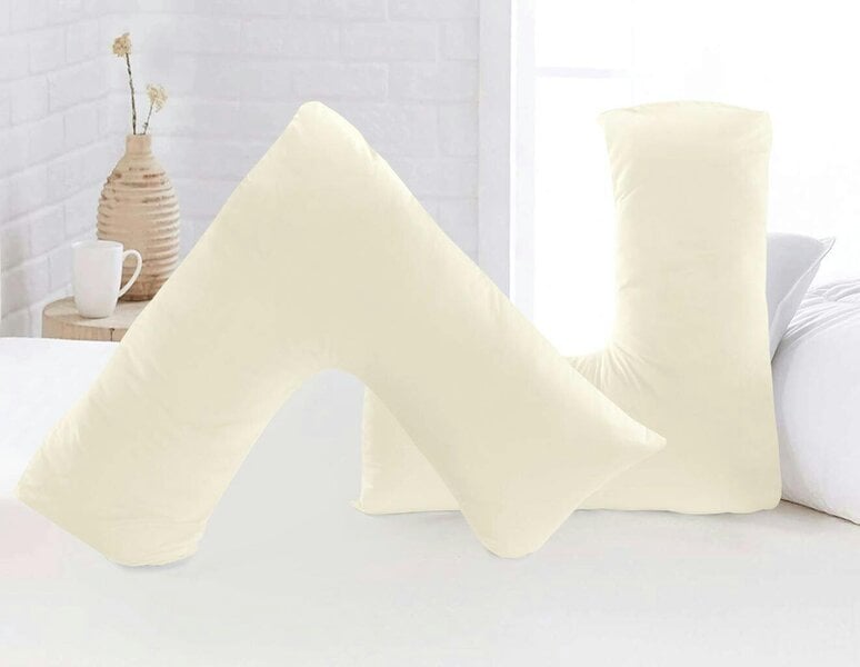 Night Zone Microfibre V Pillow – Ultra Soft Back & Neck Support Pillow with Cover or Cover Only - Cream