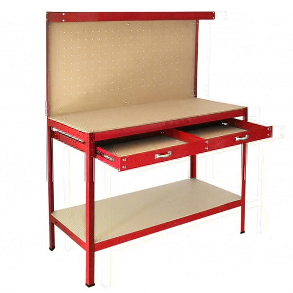 Monstershop Workbench with Pegboard and Drawer - Red