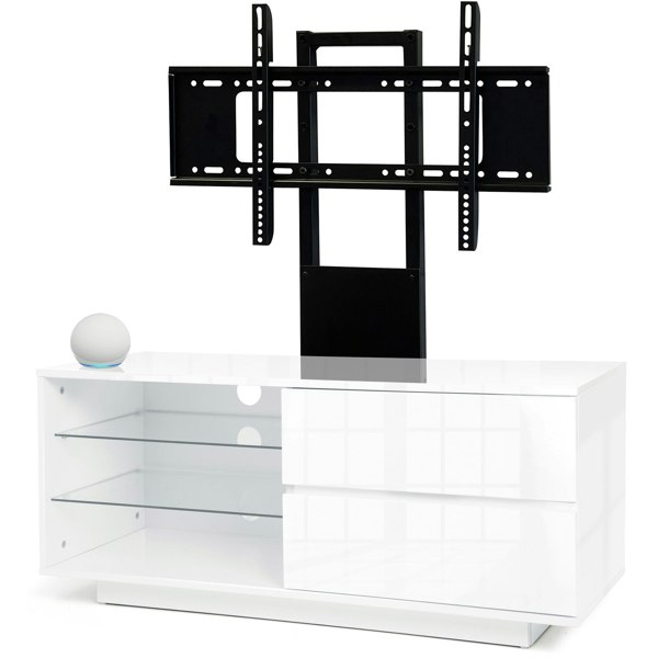 Centurion Supports Gallus Gloss White with 2- Drawers and 3-Sheves 32"-55" LED/LCD/Plasma Cabinet TV Stand with Mounting Arm