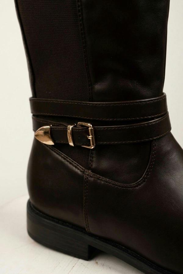 ikrush Mirabel Faux Leather Buckle Strap Knee High Riding Boots