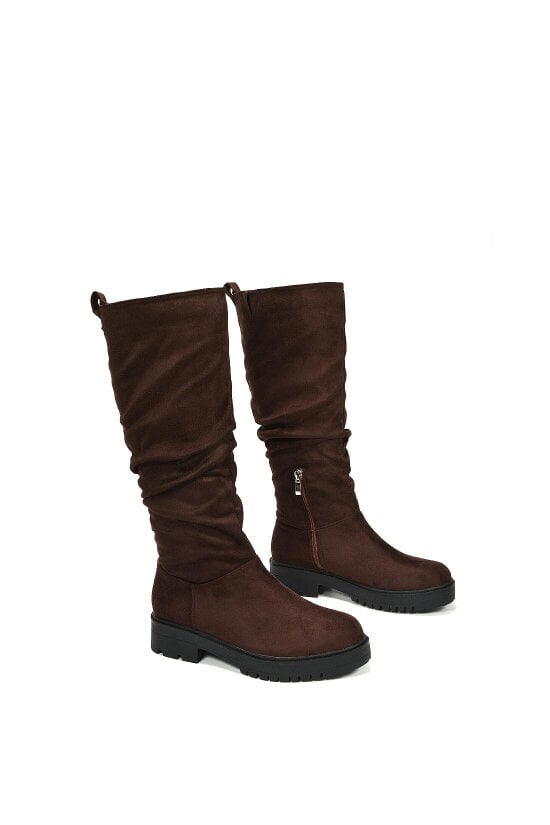 XY LONDON Chunky Sole Slouchy Knee High Boots