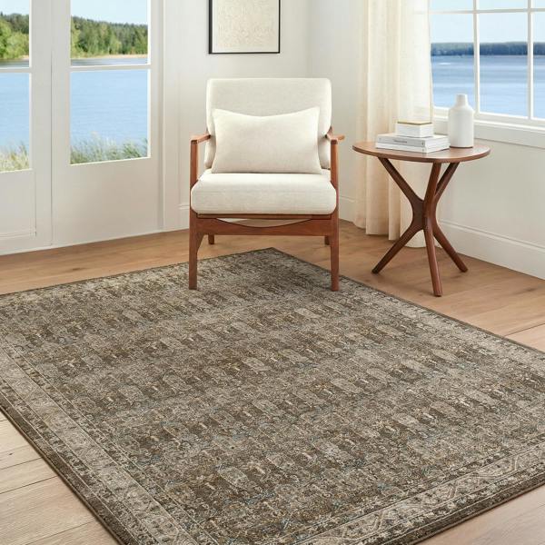 Livabliss Arda-Vintage Taupe Brown Grey Traditional Boho Fringe Rug