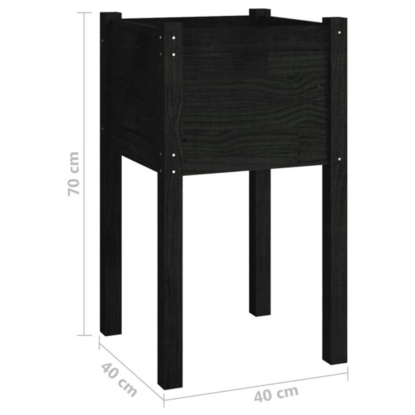 Berkfield Garden Planter Black 40x40x70 cm Solid Pinewood