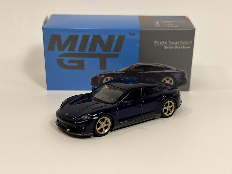 Mini GT Porsche Taycan Turbo S Gentian Blue Metallic 1:64 Scale Mini GT MGT00339L