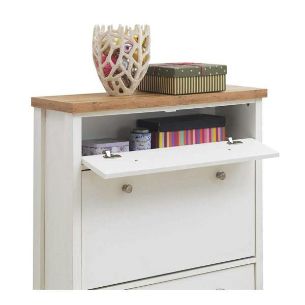 Timber Art Design Astbury 3 Tier Shoe Cabinet Storage Cupboard Footwear Stand Rack Wooden White