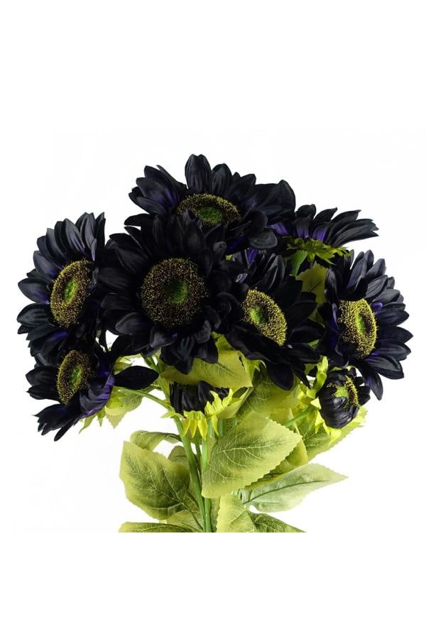Dyzi Pack of 6 Purple Artificial Sunflower Stems