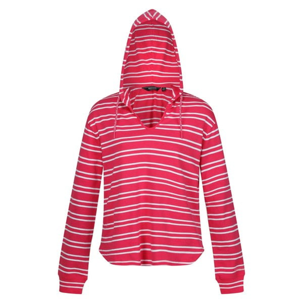 Regatta Women's Minerve Stripe V Neck Hoodie - Hot Pink/White