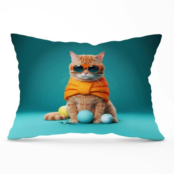 Warren Reed Cat In Glasses With Balls Of Wool Cushions