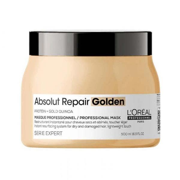 L'Oreal Absolut Repair Golden hair mask jar on a white background